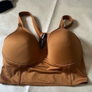 Tan Sports Bra with Molded Cups and Wide Band